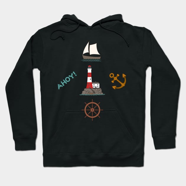 Sailing Illustrative Design Color Hoodie by NataliePaskell